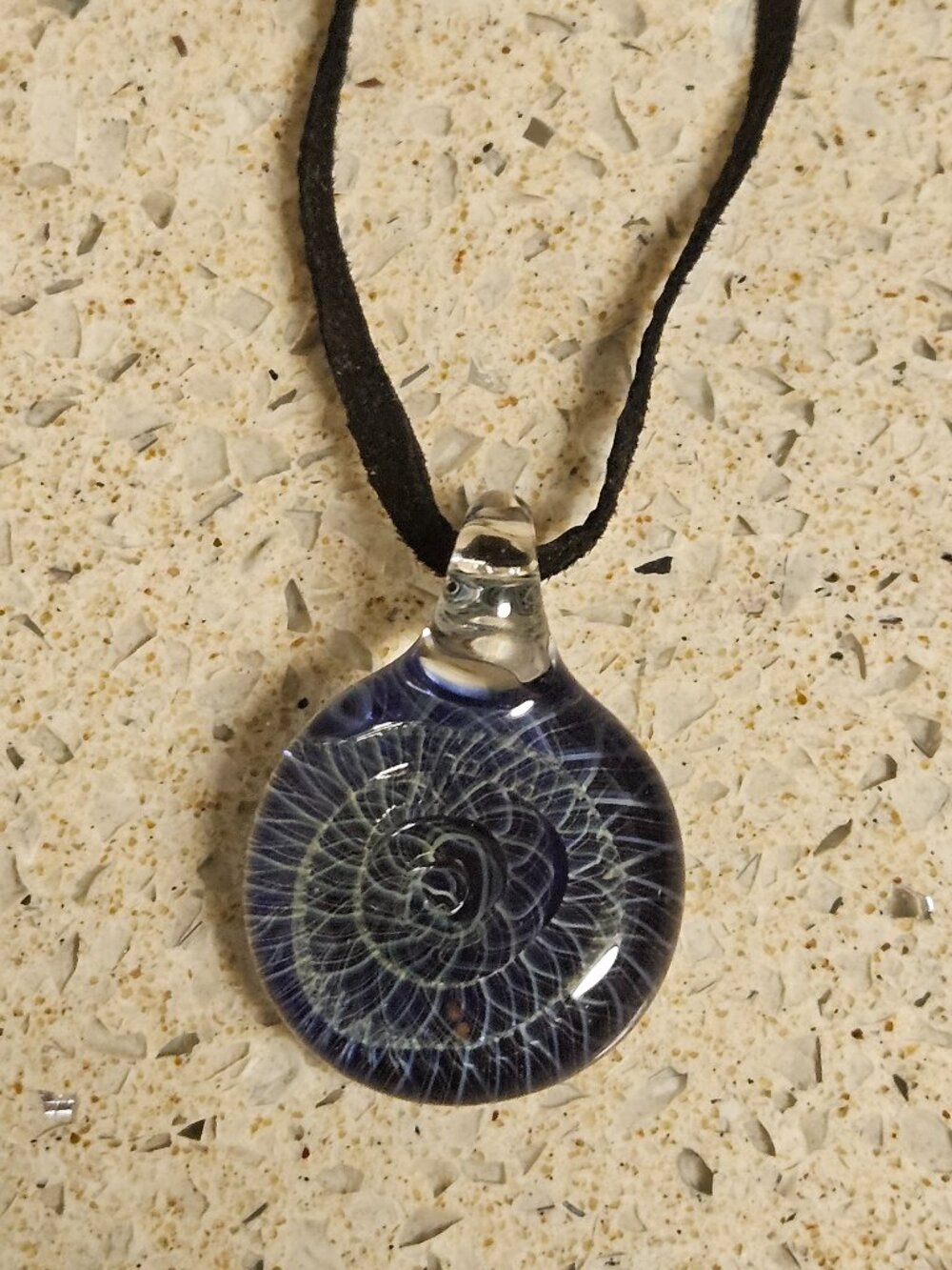 Hand-blown Spiral Glass Pendant Necklace - 18"